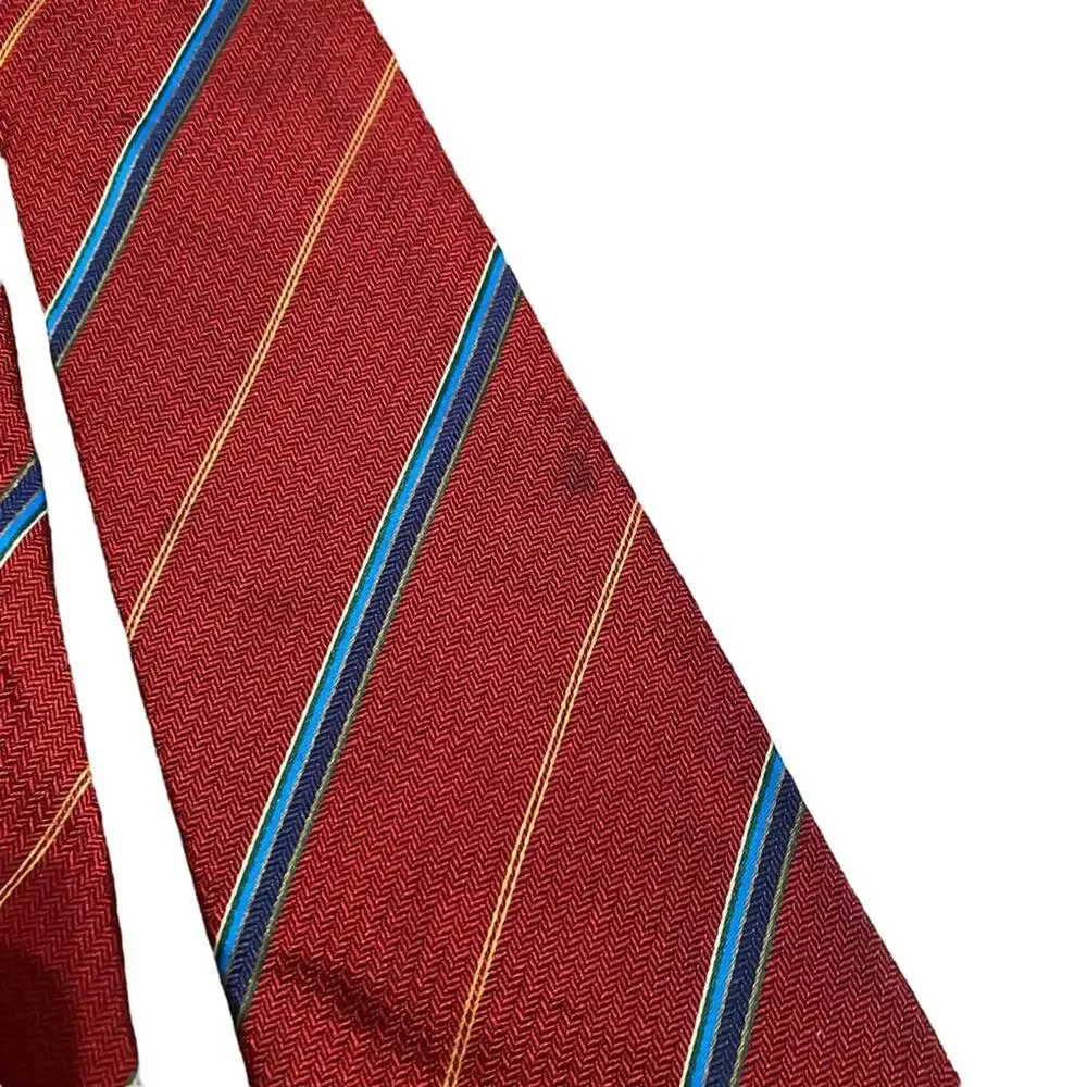 Vintage Burberry tie 100% Silk - Red and Blue Made in the USA